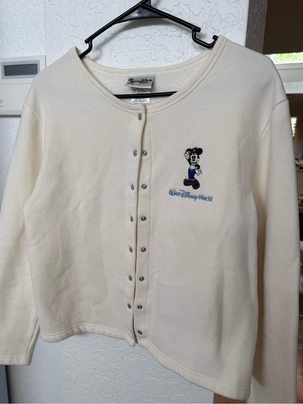 Vintage Disney World Mickey Mouse Fleece Snap Front Cardigan Jacket Women’s M